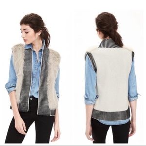 Banana Republic Sweater Vest Faux Fur